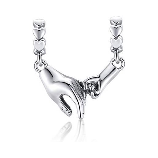 Ya. Shuo jewellery c772 ciondolo a forma di cuore con scritta i love you forever, compatibile con pandora, in argento sterling 925, catena di sicurezza per braccialetti (catena di sicurezza a mano)