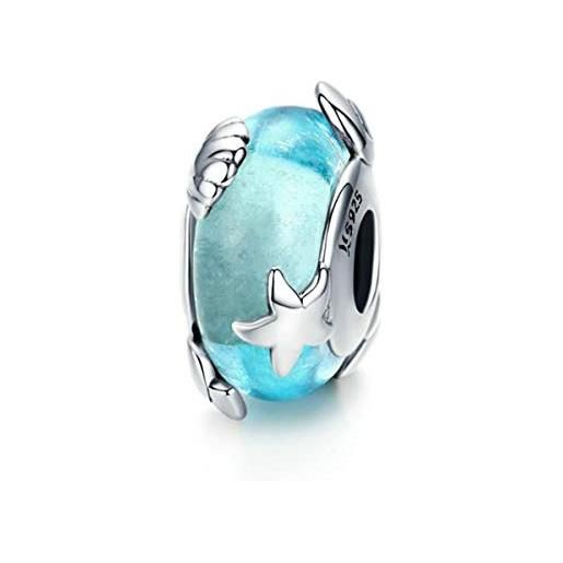 Yashuo ciondolo in vetro di murano e argento sterling per braccialetti pandora e argento, colore: ciondoli a forma di stella marina. , cod. C1154