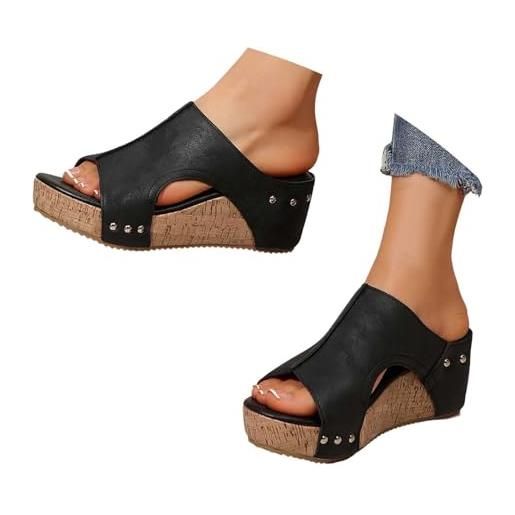 Generic pantofole da spiaggia antiscivolo con plateau in pelle alla moda estiva da donna zoccoli invernali pelo