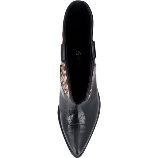 Galieti stivali texani in pelle con cavallino, tacco 7cm