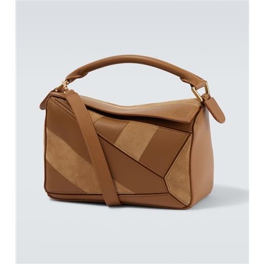 Loewe borsa a spalla puzzle small in pelle e suede