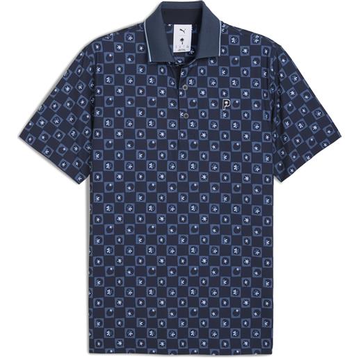 PUMA polo da golf PUMA x palm tree crew micro da uomo, abbigliamento, blu, m