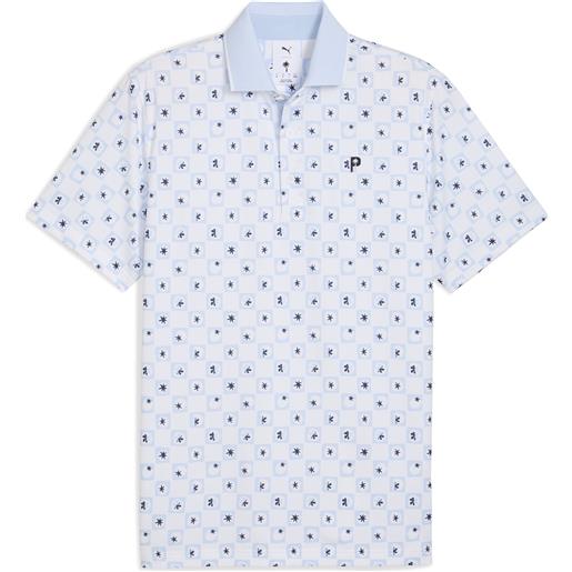 PUMA polo da golf PUMA x palm tree crew micro da uomo, abbigliamento, bianco, m