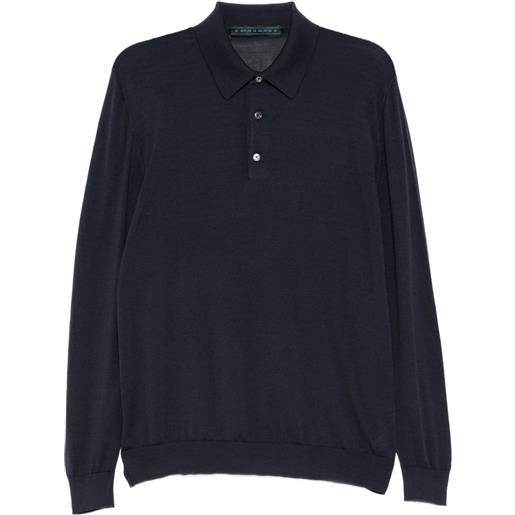 Kiton polo a maniche lunghe - blu