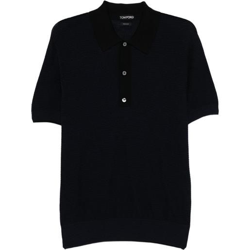 TOM FORD polo in lana a maniche corte - nero