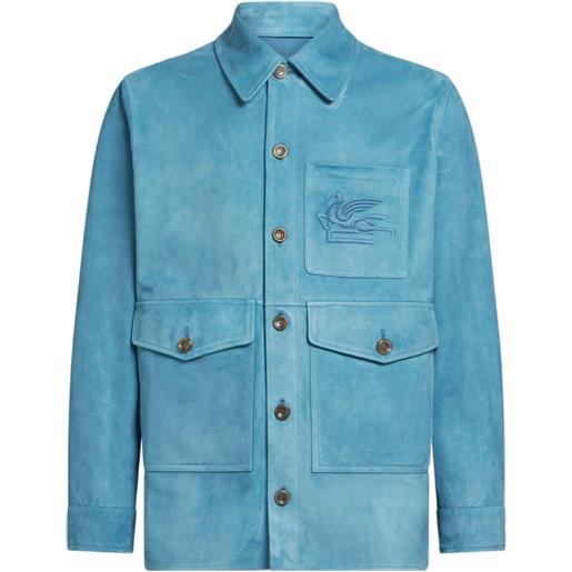 ETRO giacca-camicia con ricamo pegasus - blu