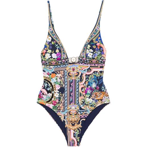 Camilla costume intero con stampa barocca - blu