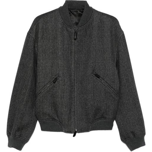 Giorgio Armani bomber con zip e motivo a spina di pesce - grigio