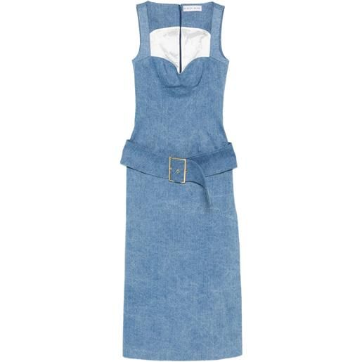 Rowen Rose abito midi denim con cintura - blu