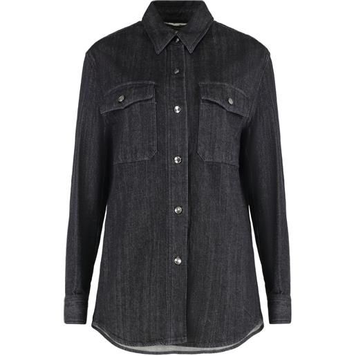 Moorer camicia denim con tasche - blu