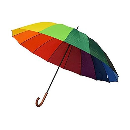 Le Monde du Parapluie ombrello lungo da donna xxl per due persone - arco in cielo - happy rain ombrello lungo canna, grande diametro 130 cm, molto robusto 16 stecche, multicolore