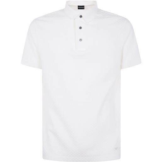 Emporio Armani polo in cotone con bottoni frontali - bianco
