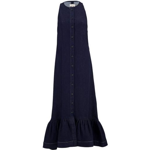 Zeus+Dione abito lungo denim con ruches - blu