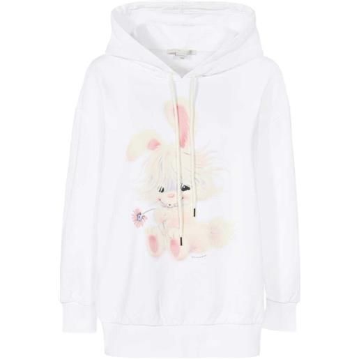 Stella McCartney felpa con cappuccio e stampa coniglio - bianco