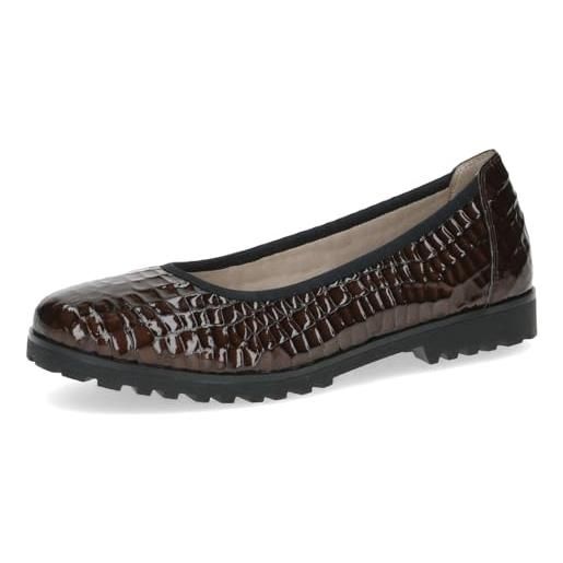 CAPRICE ballerine da donna in pelle punta tonda, metallico (piombo metal), 38 eu