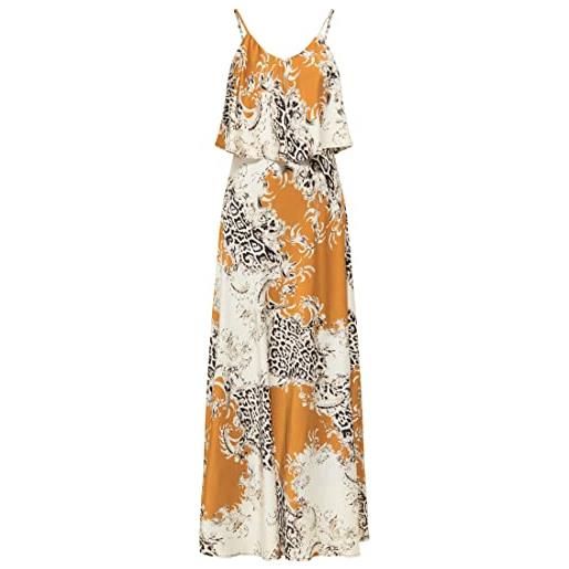 IMANE maxi abito con stampa allover, cognac multicolore, xl donna