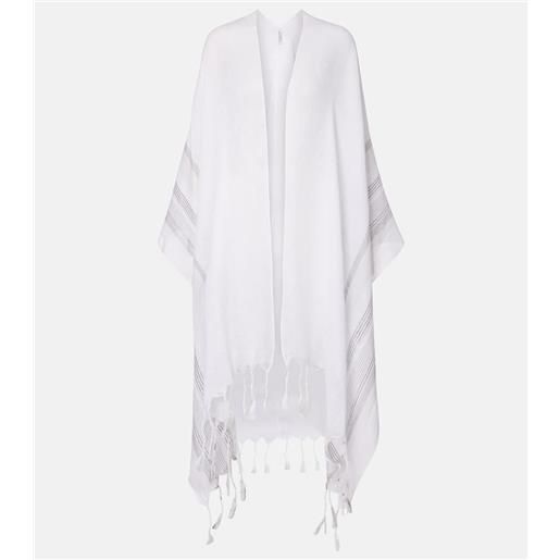 Brunello Cucinelli poncho in lino con frange