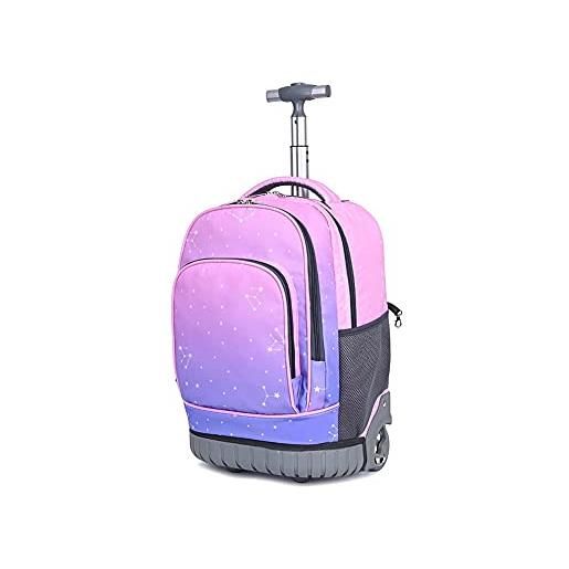 BOZONLI zaino con ruote zaino trolley con rotelle zaino trolley rolling zaino da viaggio impermeabile (rosa viola)