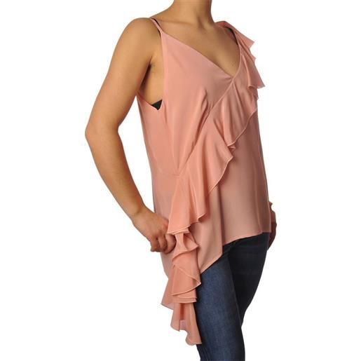 Ottod'ame canotta in seta rosa: eleganza con laccini fini e rouches laterali
