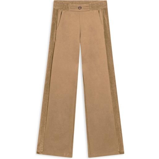 Freddy pantaloni wide leg in viscosa con dettagli in ciniglia