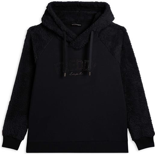 Freddy felpa con cappuccio incrociato e maniche in sherpa