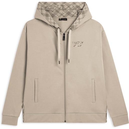 Freddy felpa con cappuccio foderato fantasia e zip frontale