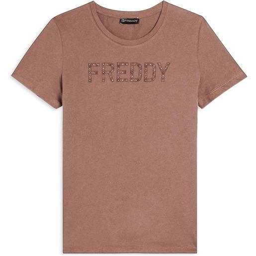 Freddy t-shirt con logo frontale in borchie
