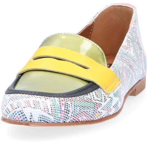 Ebarrito mocassini in pelle patchwork con inserto in vernice