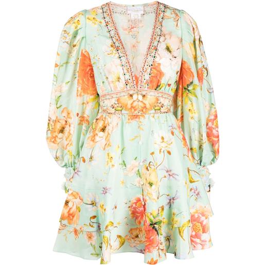 Camilla abito a fiori con decorazione - verde