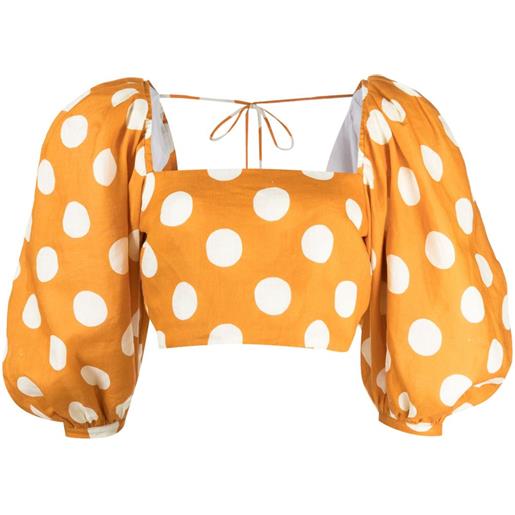 Cala de la Cruz blusa sami a pois crop - arancione