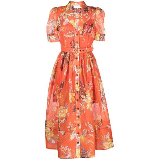 ZIMMERMANN abito midi matchmaker a fiori - arancione