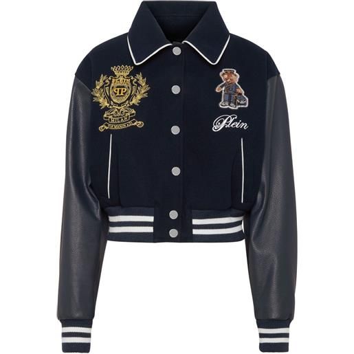 Philipp Plein bomber con applicazione logo - blu