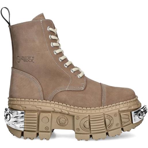 NEW ROCK anfibi con suola rialzata e lacci 100mm - toni neutri
