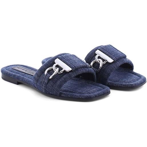 Kennel & Schmenger sandali denim con suola piatta - blu