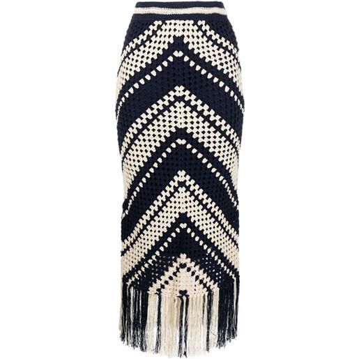 ZIMMERMANN gonna chintz con frange - toni neutri