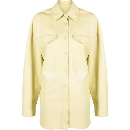 Nanushka camicia kaysa in finta pelle - verde