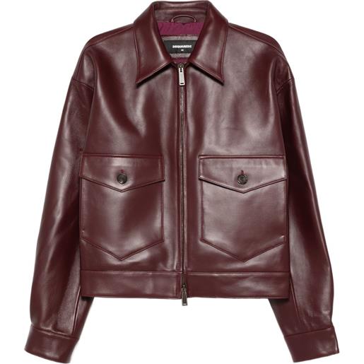 DSQUARED2 giacca in pelle con tasca - rosso