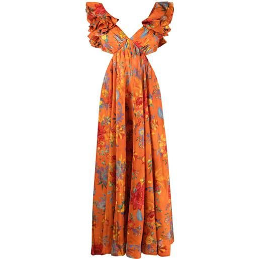 ZIMMERMANN abito midi ginger a fiori - arancione