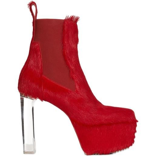 Rick Owens stivali con plateau 130mm - rosso