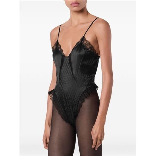 Versace body con bordo in pizzo - nero