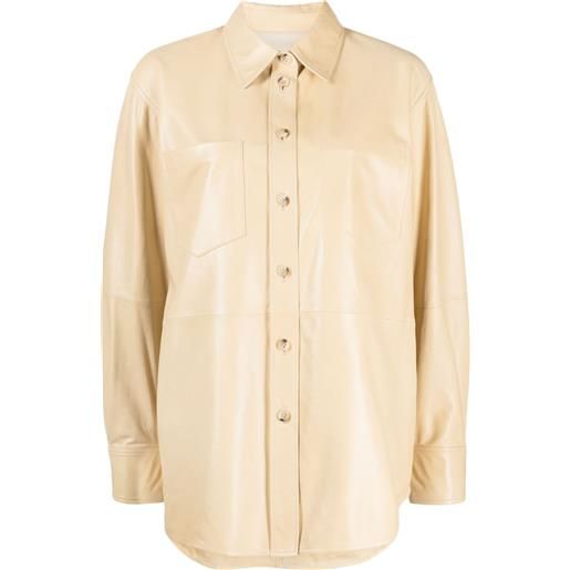 Helmut Lang camicia in pelle a maniche lunghe - toni neutri