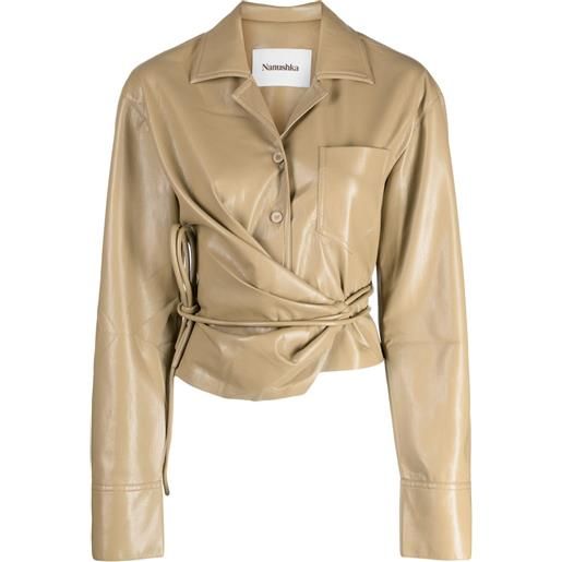 Nanushka camicia merano crop - toni neutri