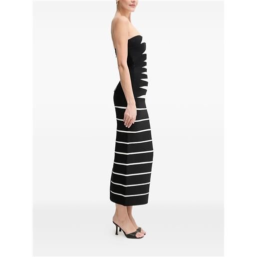 Hervé Léger abito elegante midi senza spalline - nero