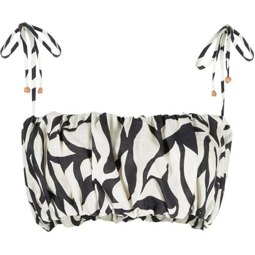 Cala de la Cruz top corto con stampa astratta - bianco