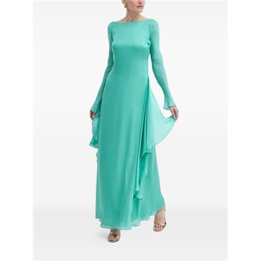 LUISA SPAGNOLI abito lungo con ruches - verde