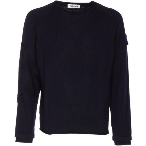 Premiata maglione con ricamo logo - blu