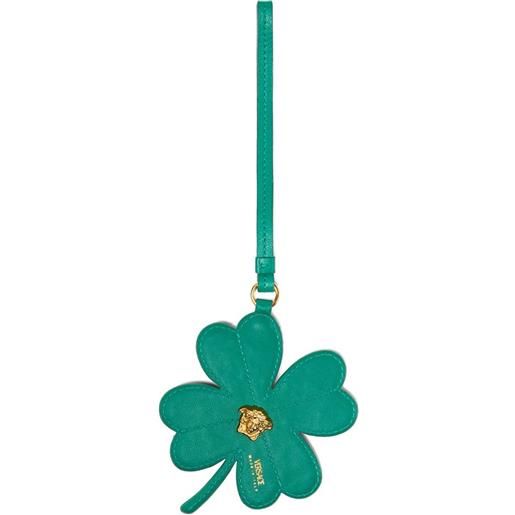 Versace portachiavi a quadrifoglio con cristalli - verde
