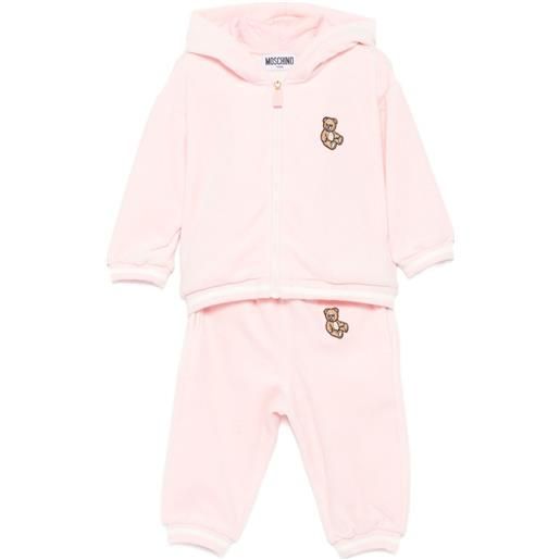 Moschino Kids tuta sportiva con logo ricamato e cappuccio (2 pezzi) - rosa