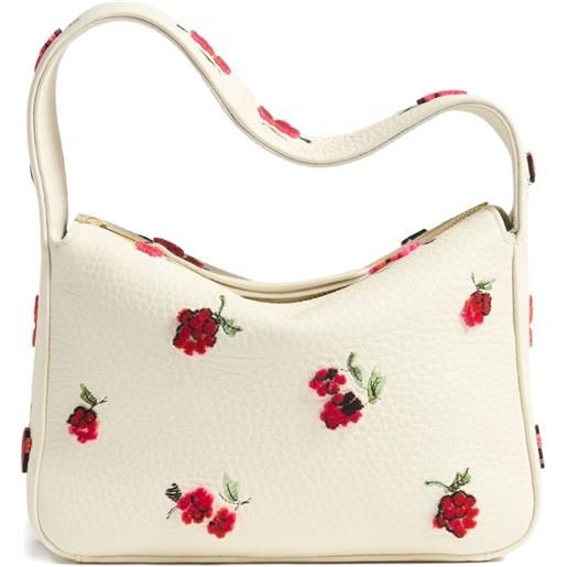 KHAITE borsa a spalla elena piccola con ricamo a fiori - toni neutri
