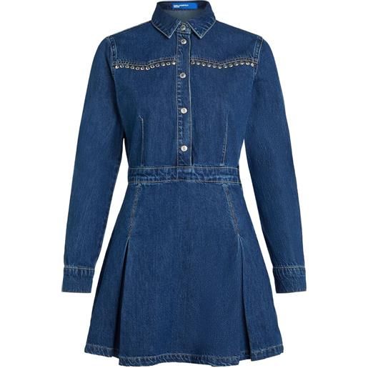 Karl Lagerfeld Jeans abito denim con borchie - blu